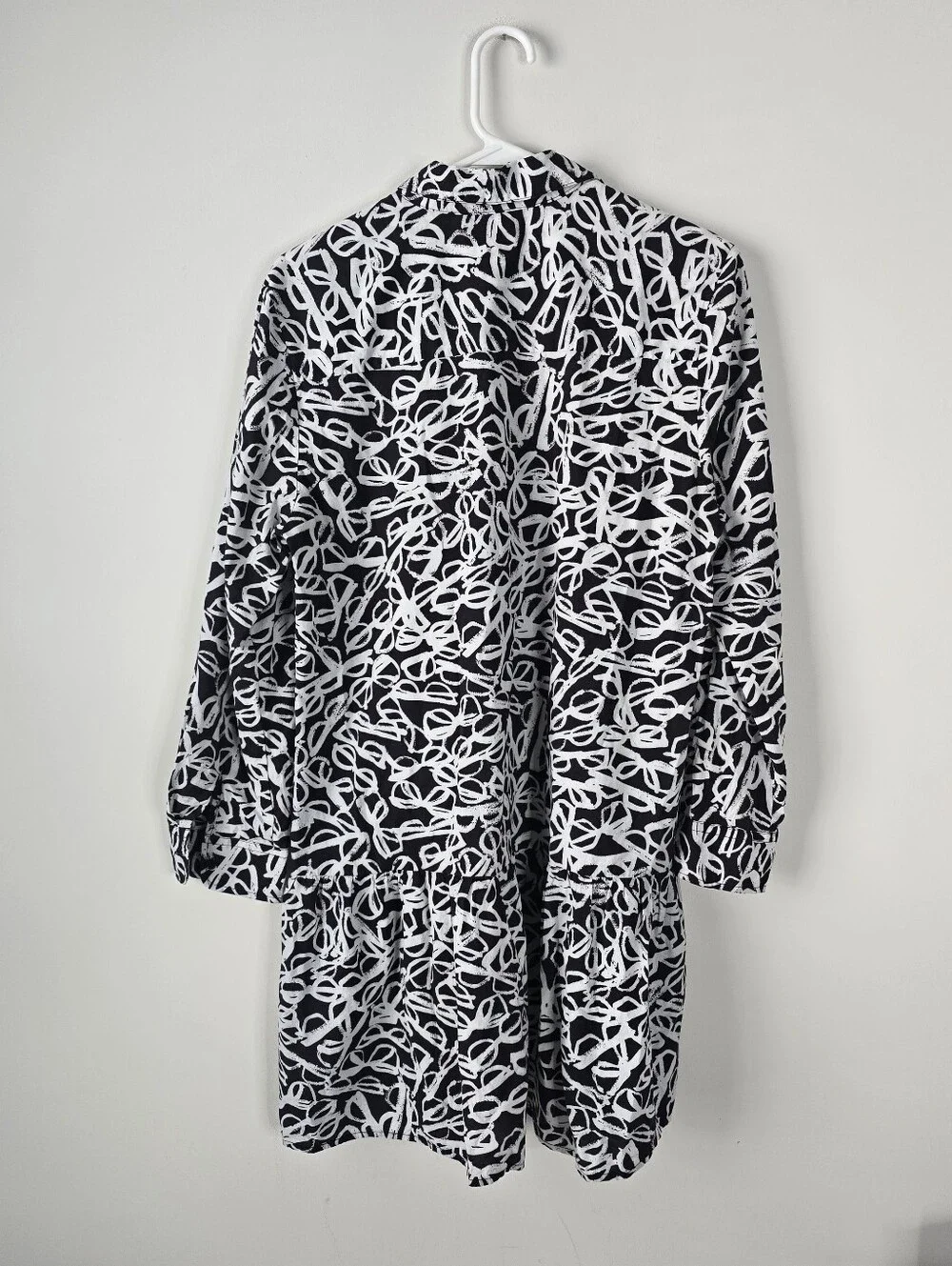 Kate Spade New York Glasses Print Long Sleeve Sleepshirt Dress M Button Front